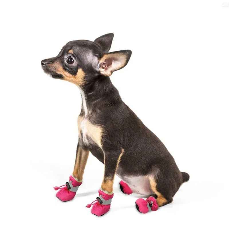 4pcs Waterproof Dog Shoes Anti-Slip Rain Boots for Small Dogs & Cats