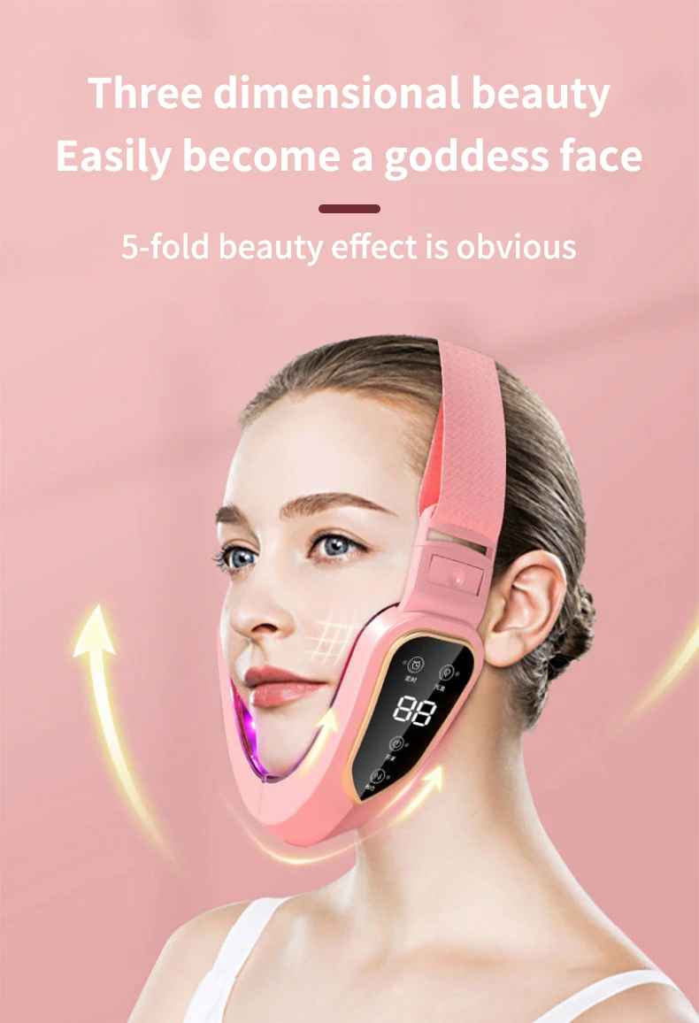 LED photon therapy facial massager for skin tightening and lifting