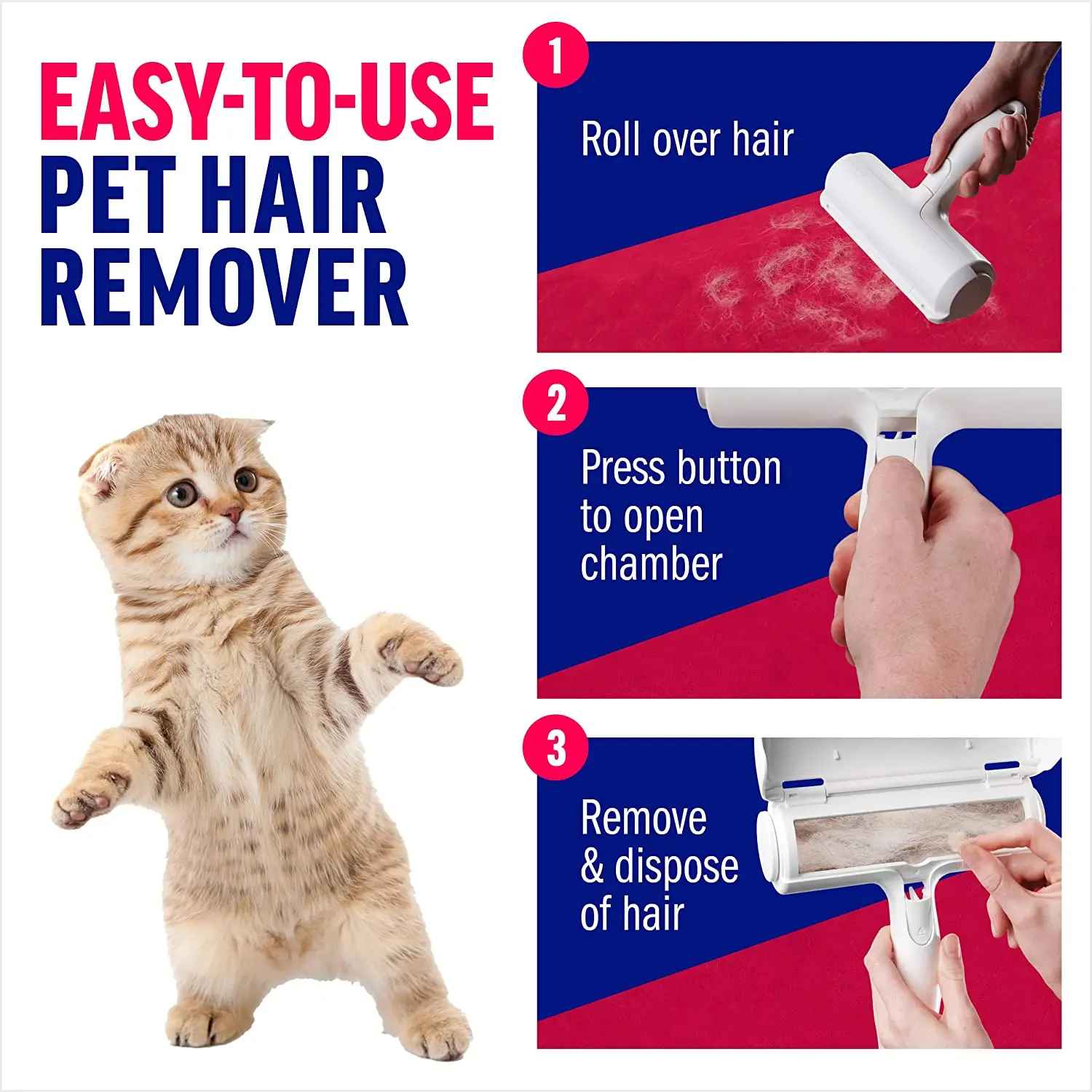 Dog and cat fur remover roller used on clothes and fabrics