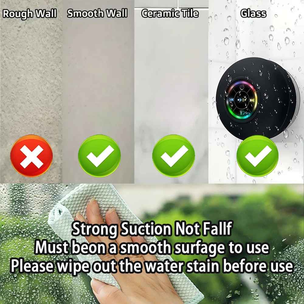 Mini wireless stereo speaker IPX4 splash-proof for bathroom and outdoor activities